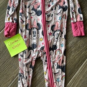 Little Sleepies Minnie Mouse Pink and Gray Footie